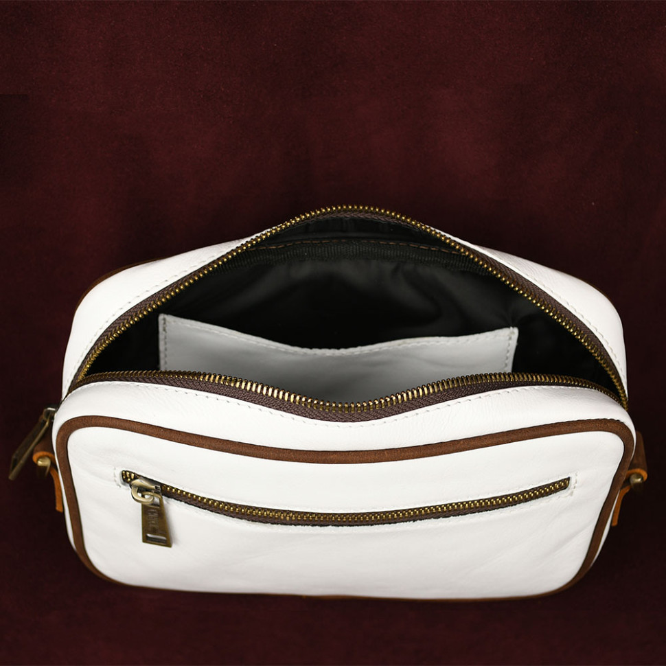 Leather handbag TARWA GS-7310-4lx white