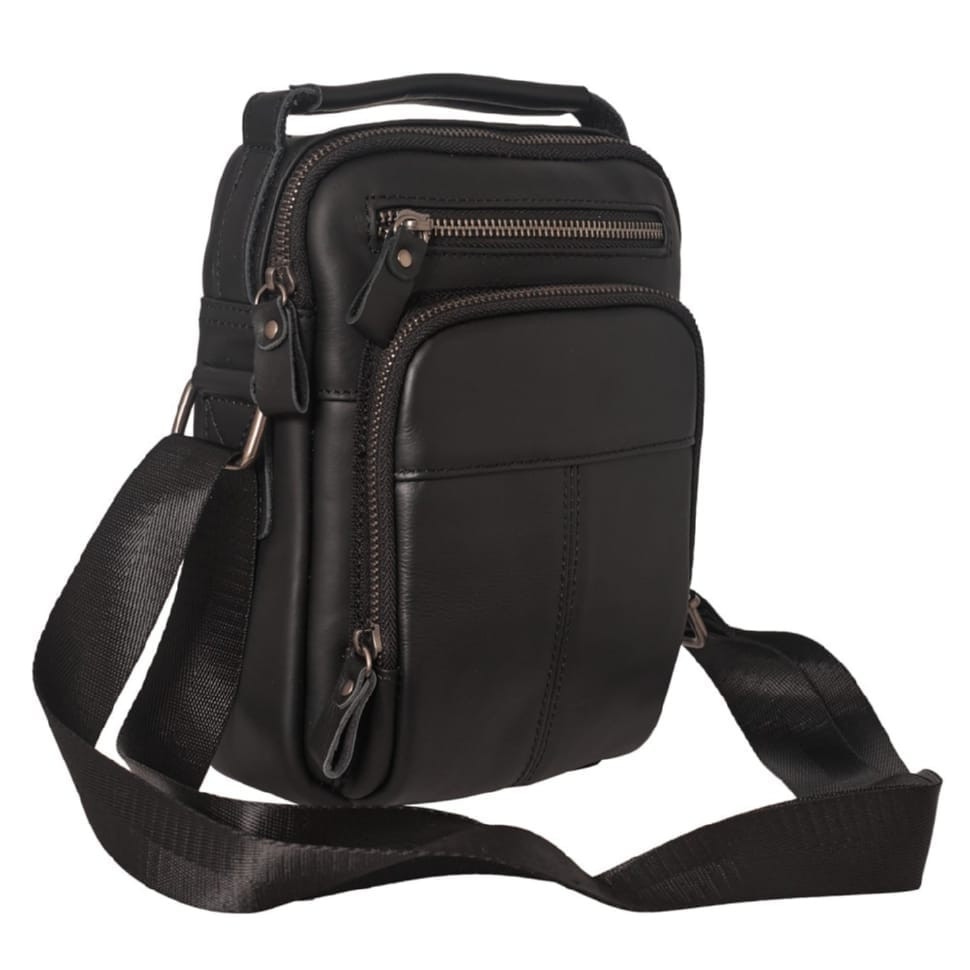Чоловіча шкіряна сумка через плече BUFFALO BAGS M6105A чорна