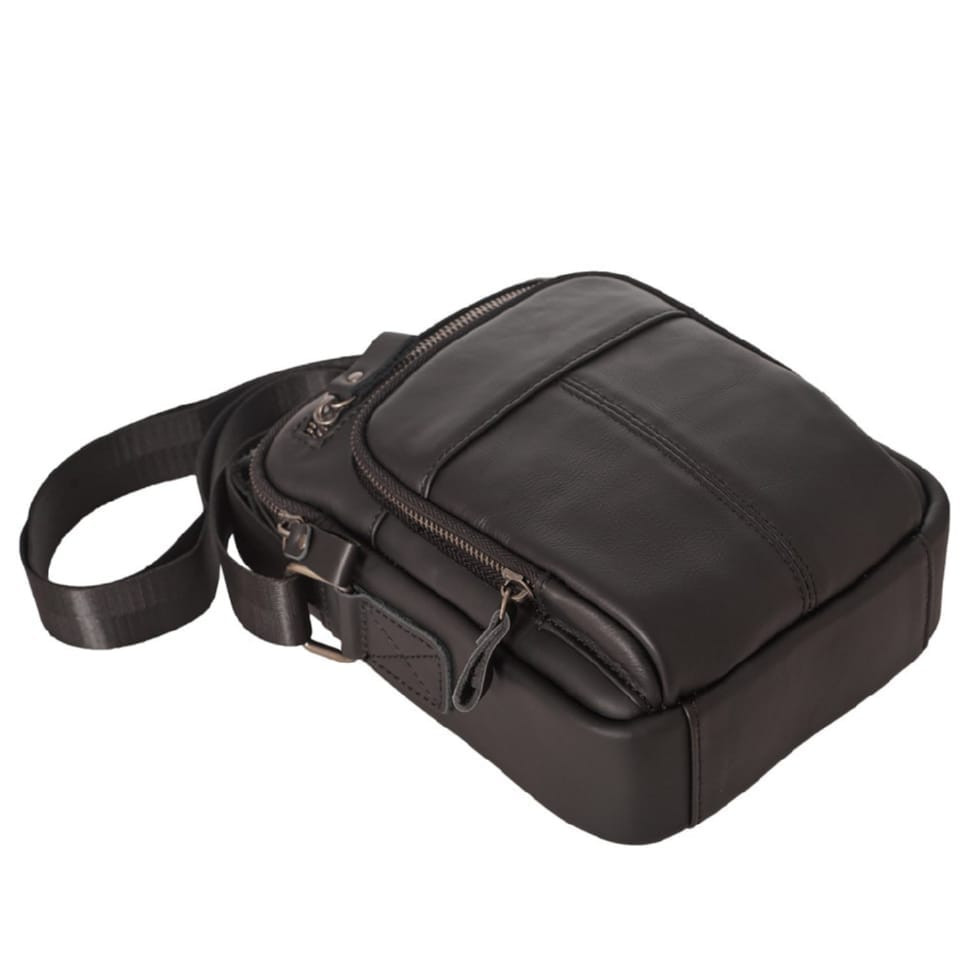 Чоловіча шкіряна сумка через плече BUFFALO BAGS M6105A чорна
