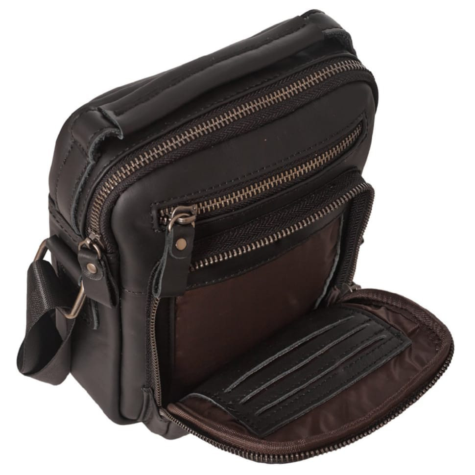 Чоловіча шкіряна сумка через плече BUFFALO BAGS M6105A чорна