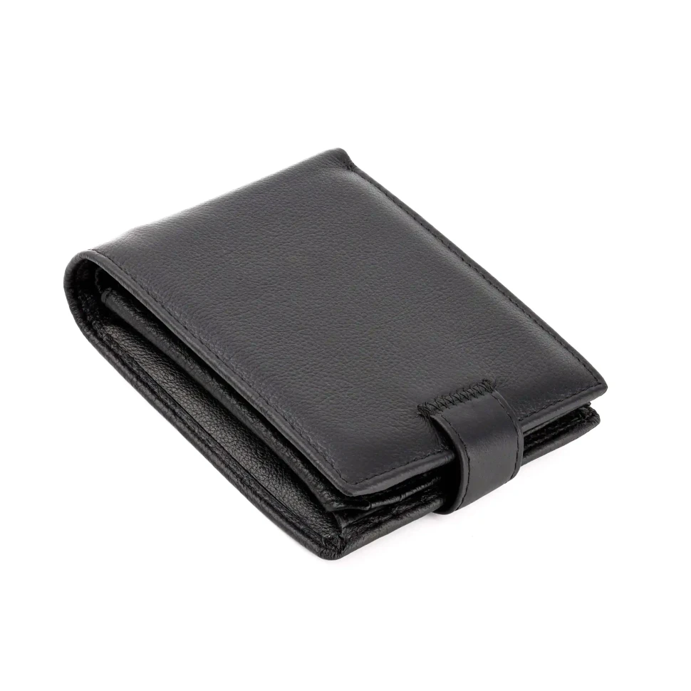Чёрный кожаный портмоне на застёжке Marco Coverna M103 Black