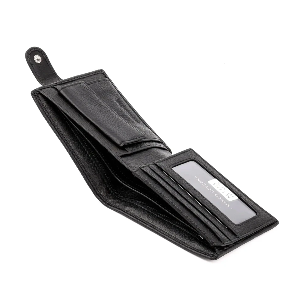Чёрный кожаный портмоне на застёжке Marco Coverna M103 Black