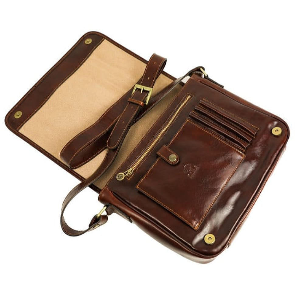 Шкіряна сумка месенджер Time Resistance 1173301 The Stranger коричневий