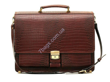 Manufatto men's briefcase with reptile skin embossing
