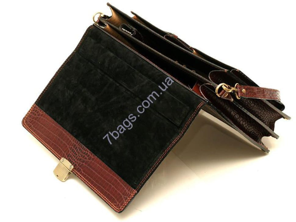 Чоловічий портфель Manufatto з тисненням під шкіру рептилії