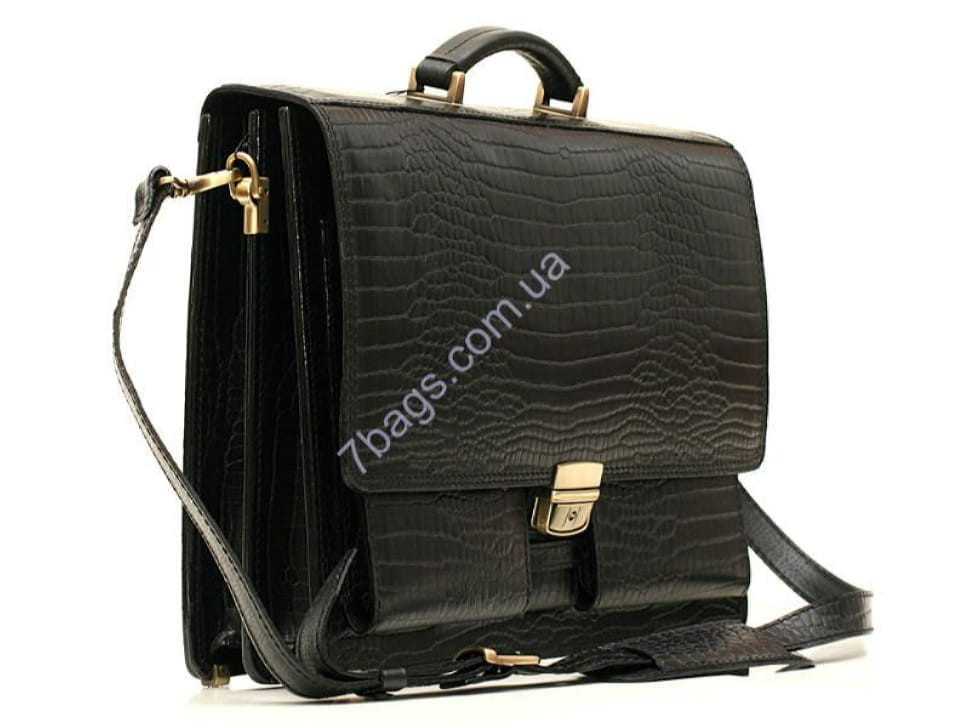 Чоловічий портфель Manufatto з тисненням під шкіру рептилії