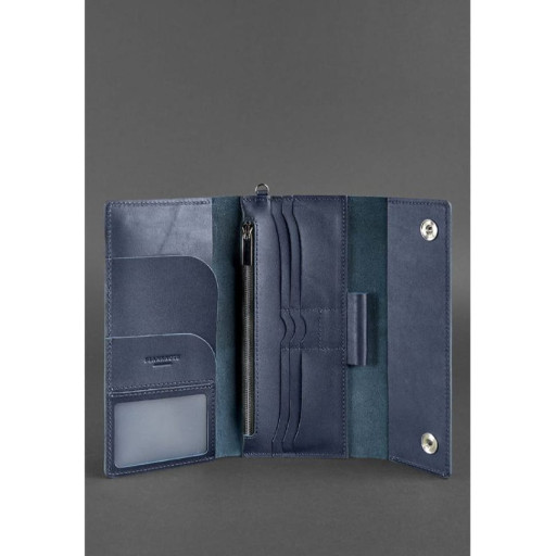 Шкіряний клатч-органайзер (Тревел-кейс) 5.1 темно-синій