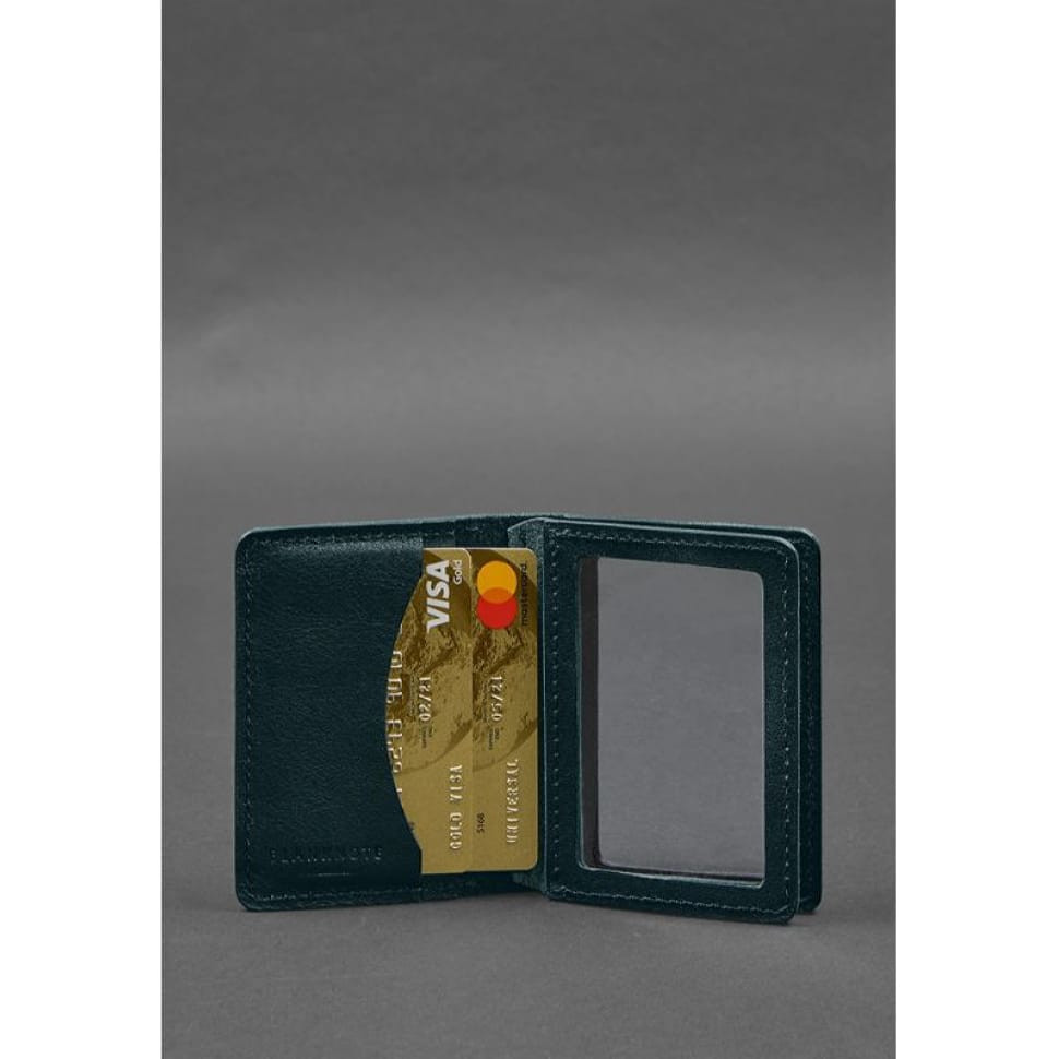 Leather cover for driver's license, ID and plastic cards 2.0 green