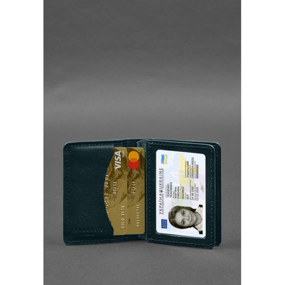 Leather cover for driver's license, ID and plastic cards 2.0 green