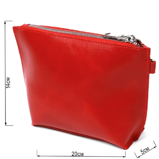 Жіноча глянсова косметичка з натуральної шкіри Shvigel 16410 Червоний