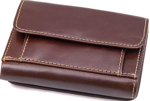 Місткий вертикальний чоловічий гаманець із фактурної шкіри KARYA 20991 Коричневий