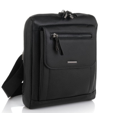 Men's leather shoulder bag DER FLINGER DF2020795-1 black