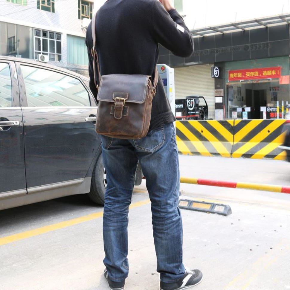 Оригінальна шкіряна сумка через плече, колір коричневий, Bexhill bx3553