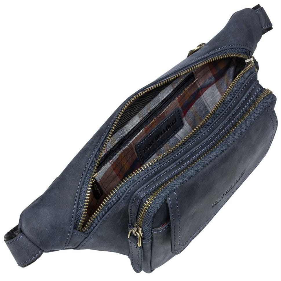 Поясна сумка шкіряна Tony Bellucci 5186-03 синій нубук