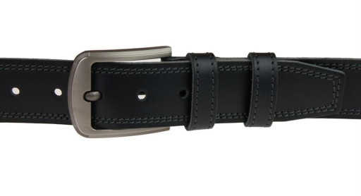 Ремінь чоловічий шкіряний джинсовий подвійна строчка SULLIVAN 112-54 (8) 115-150 см чорний