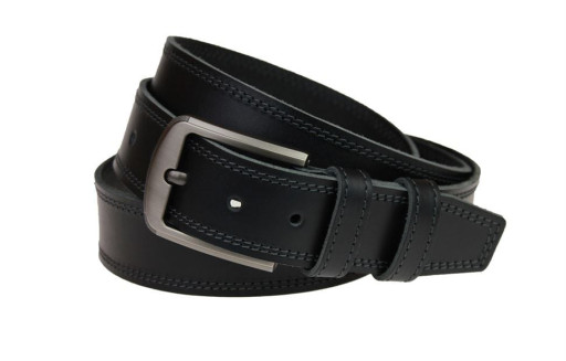 Ремінь чоловічий шкіряний джинсовий подвійна строчка SULLIVAN 112-54 (8) 115-150 см чорний