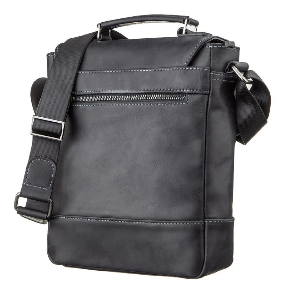 Сумка чоловіча SHVIGEL 11137 з вінтажній шкіри Чорна