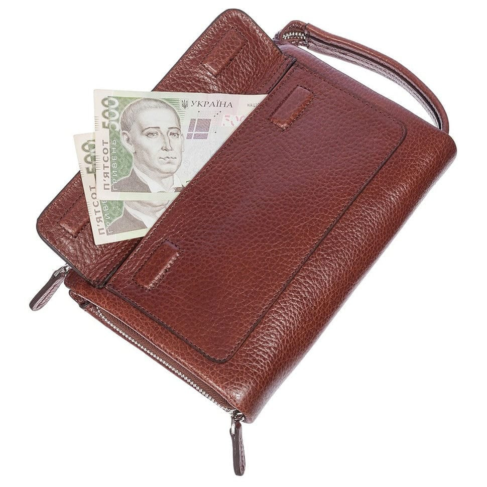 Барсетка кистьова шкіряна DESISAN 335-015 рудий флотар