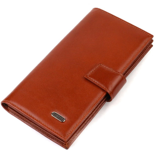Практичний вертикальний чоловічий портмоне з натуральної гладкої шкіри CANPELLINI 21721 Коричневий