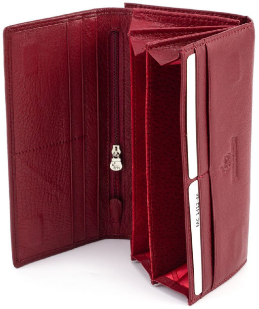 Бордовый кожаный кошелёк на магните женский Marco coverna MC-1412-4