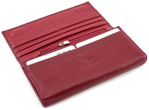 Бордовый кожаный кошелёк на магните женский Marco coverna MC-1412-4