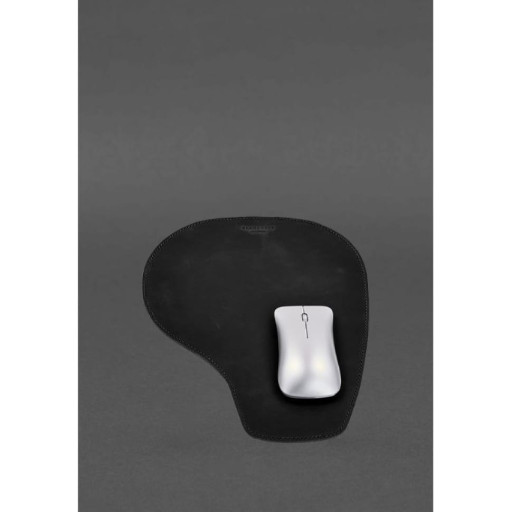 Килимок для мишки "Грушка" із натуральної шкіри чорний Crazy Horse