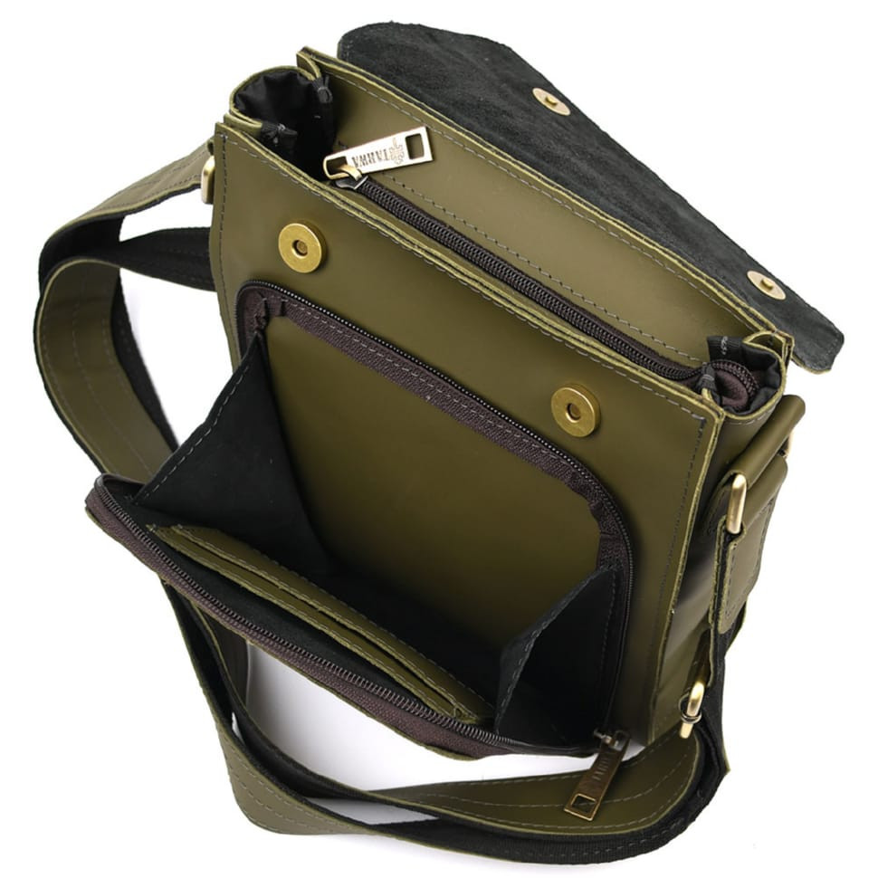 Чоловічі шкіряні сумки через плече ZE-30272-3md TARWA зелений кайзер