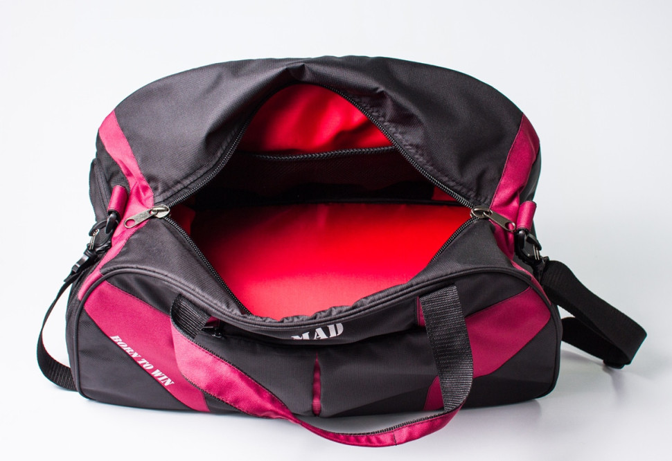 Спортивна сумка з кишенею для взуття 42L Cross Porter чорна з бордовим від MAD