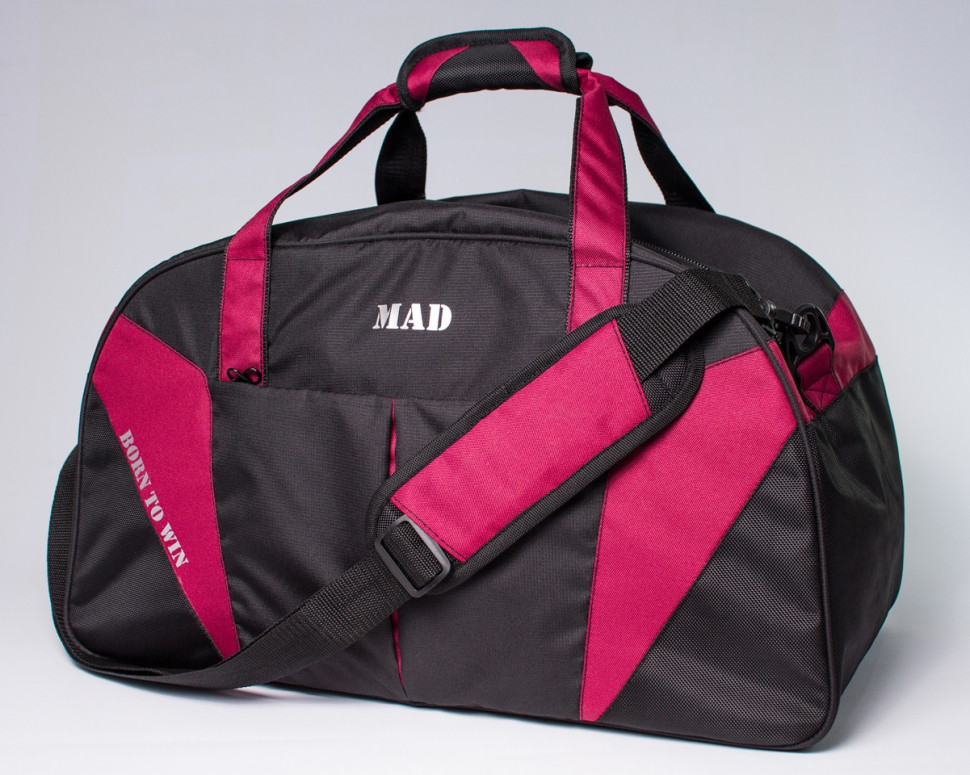 Спортивна сумка з кишенею для взуття 42L Cross Porter чорна з бордовим від MAD