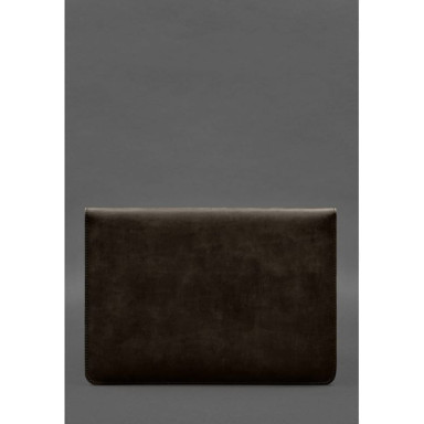 Envelope case with flap leather+felt for MacBook 13" Dark brown Crazy Horse