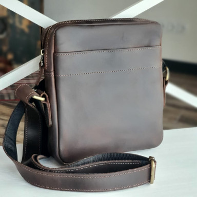 Чоловіча шкіряна сумка крос боді BGS коричнева 22*20*5 см BGS3290