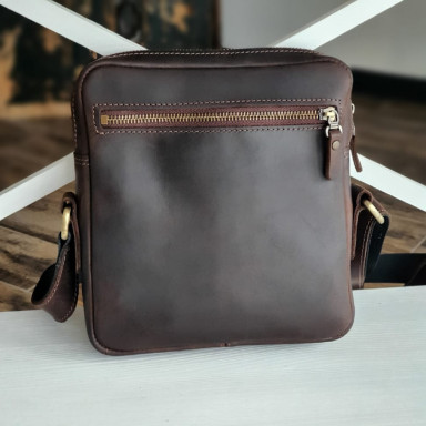 Чоловіча шкіряна сумка крос боді BGS коричнева 22*20*5 см BGS3290