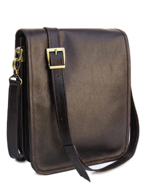 Темно-коричнева шкіряна сумка через плече Newery N4227GC