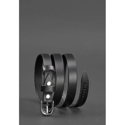 Жіночий шкіряний вузький ремінь 15 мм Чорний