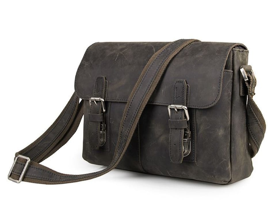 Men's leather messenger bag made of genuine leather JD6002R John McDee