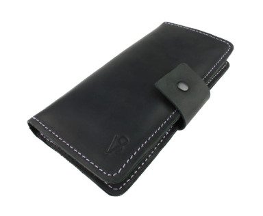 Кошелек женский кожаный SULLIVAN  80242(8) черный фиолетовая нитка