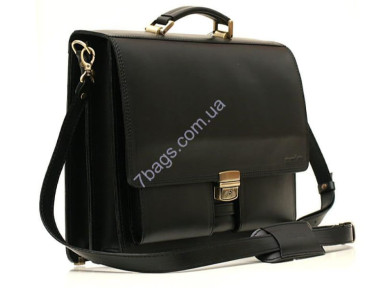 Manufatto black business briefcase made of genuine leather