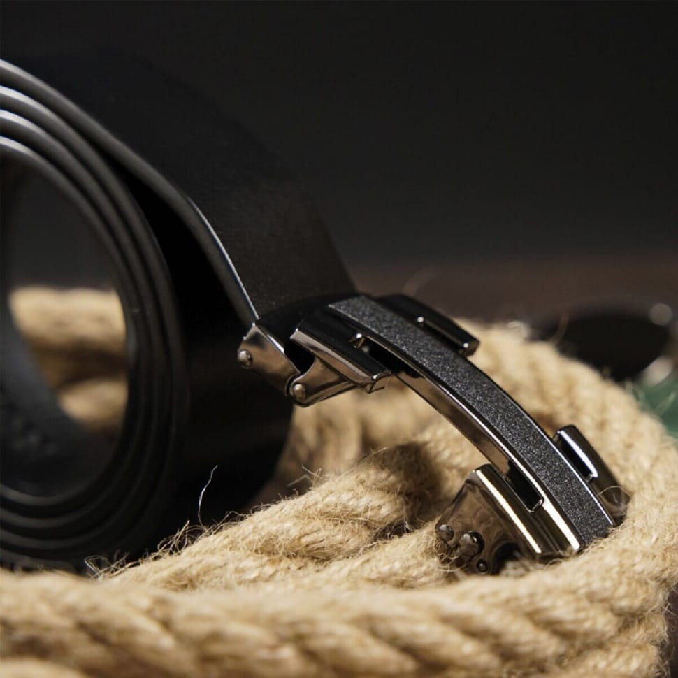 Ремень мужской с пряжкой уголки Vintage 20262 Черный