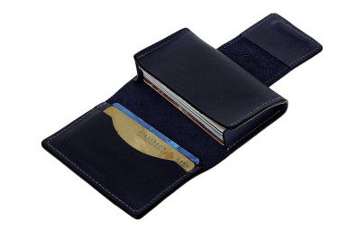 Magnetic business card holder, matte leather, blue GP