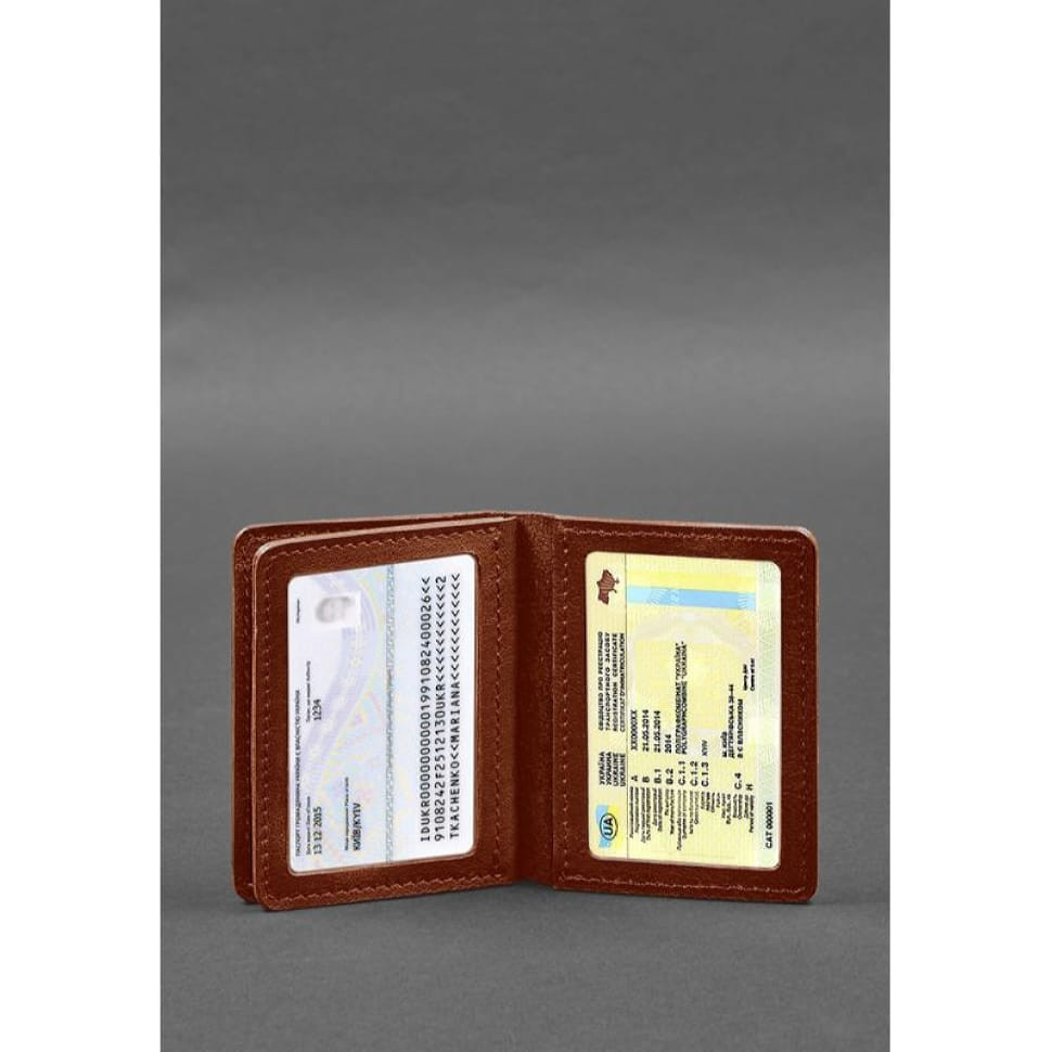 Leather cover for driver's license, ID and plastic cards 2.0 light brown