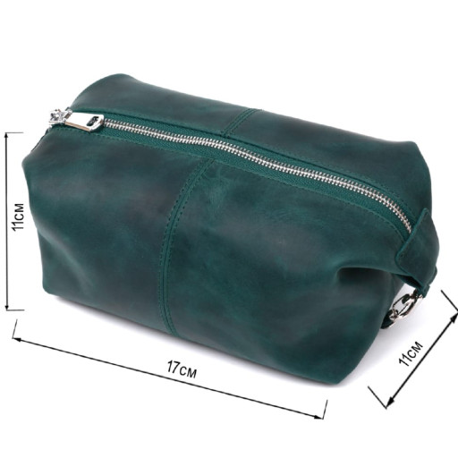 Шкіряна матова косметичка Shvigel 16399 Зелений