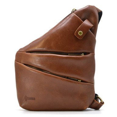 Mens shoulder sling bag TARWA GB-6402-3md Nappa cognac