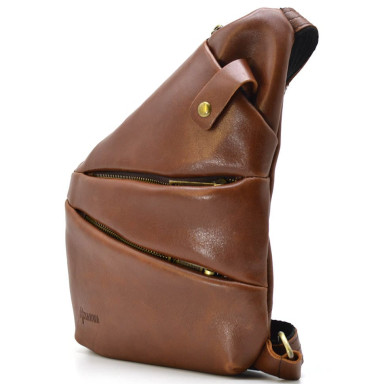 Mens shoulder sling bag TARWA GB-6402-3md Nappa cognac