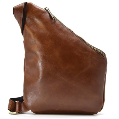 Mens shoulder sling bag TARWA GB-6402-3md Nappa cognac