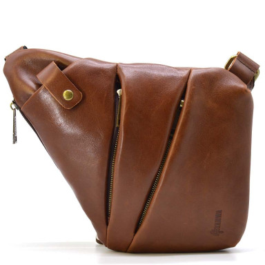Mens shoulder sling bag TARWA GB-6402-3md Nappa cognac