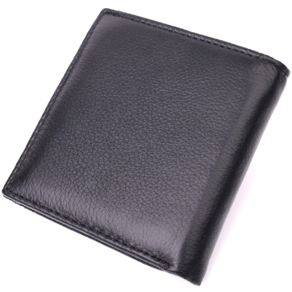 Компактный женский кошелек с монетницей снаружи из натуральной кожи ST Leather 22542 Черный