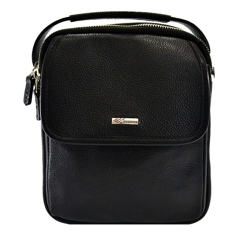 Барсетка м'яка шкіряна DESISAN 1344-011 чорний флотар