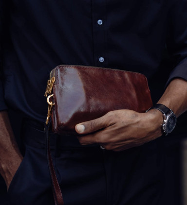 Leather Clutch - Ulysses - Brown color - Time Resistance 5241701