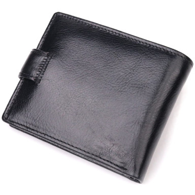 Мужской бумажник из натуральной гладкой кожи в два сложения ST Leather 19409 Черный