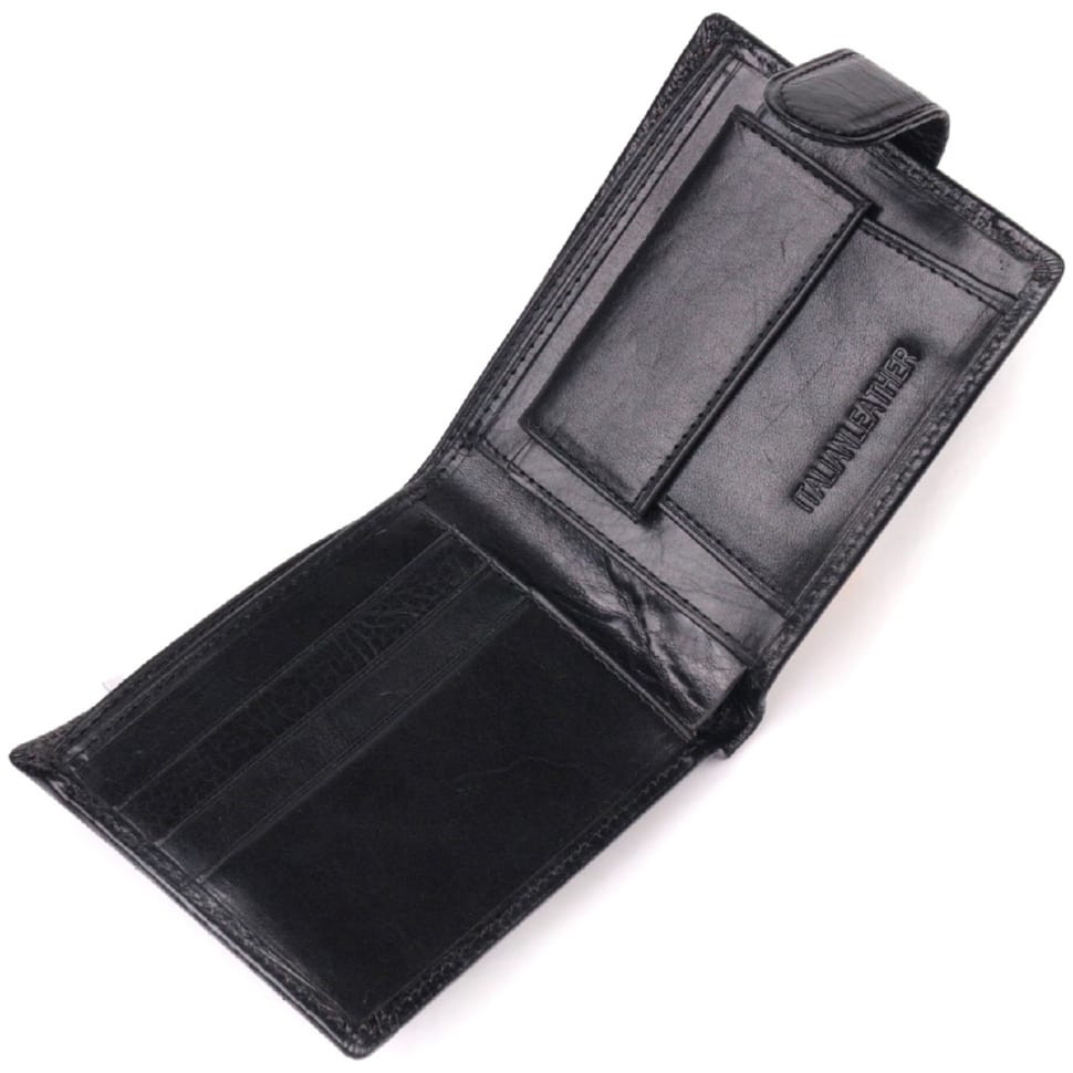Мужской бумажник из натуральной гладкой кожи в два сложения ST Leather 19409 Черный